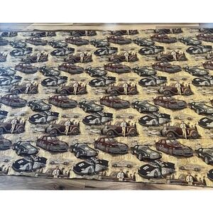 Vintage Racing Car Tapestry Upholstery Fabric 87" x 56" Retro NASCAR Hot Rod